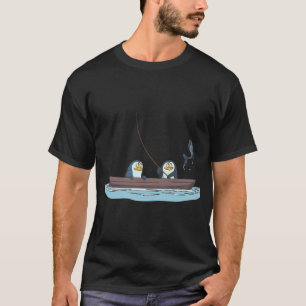 Penguins are fishing on the boat T-Shirt