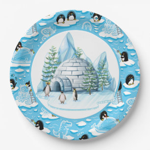 Penguins At Play Paper Plate