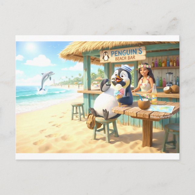 Penguin's Beach bar Postcard (Front)
