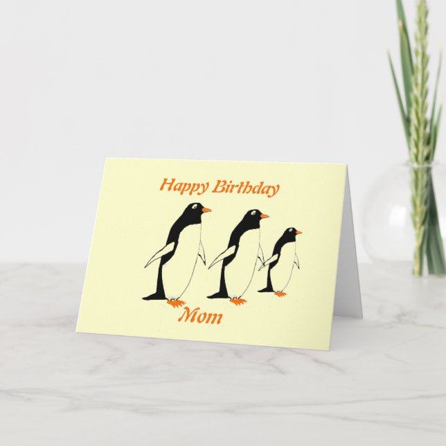 Penguins Birthday Card Mum (Front)