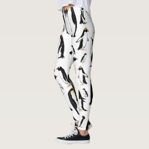 Penguins black and white pattern leggings