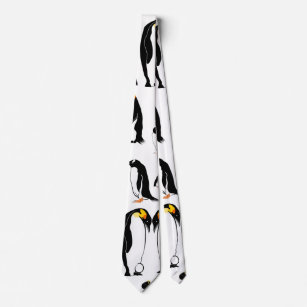 Penguins black and white pattern tie