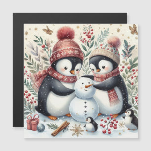 Penguins Building A Snowman
