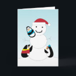 Penguins Building a Snowman Christmas Card<br><div class="desc">Three adorable penguin friends build a snowman on a wintry day! This card is perfect for the holiday season or any other occasion!</div>