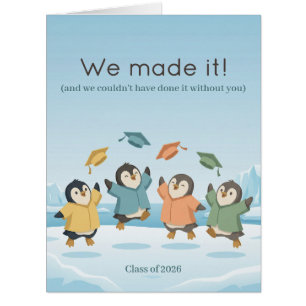 Penguins Celebrating Graduation XL Teacher Card