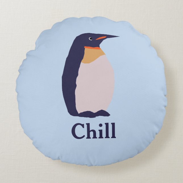 Penguins, chill round cushion (Front)