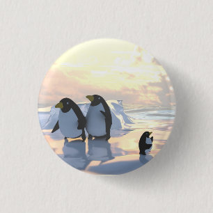 penguins chilling on an ice floe 3 cm round badge