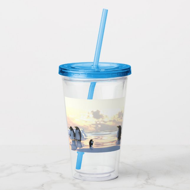  penguins chilling on an ice floe     acrylic tumbler (Back)
