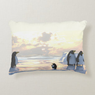 penguins chilling on an ice floe decorative cushion