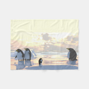  penguins chilling on an ice floe     fleece blanket