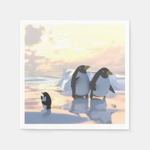 penguins chilling on an ice floe napkin