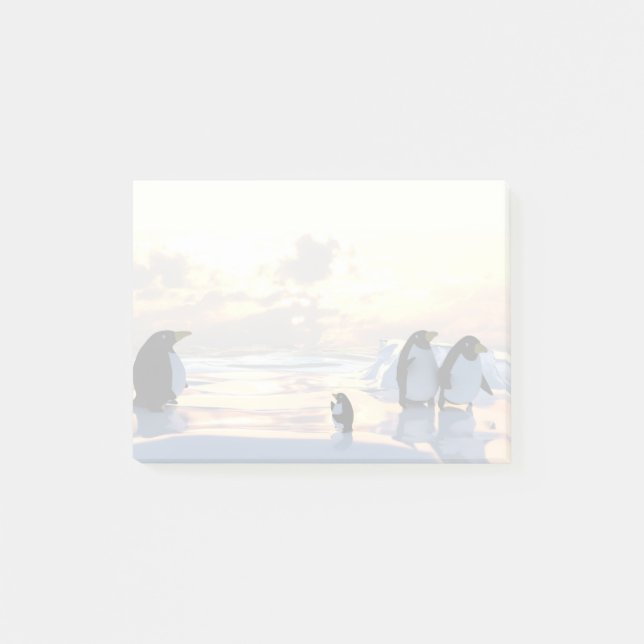  penguins chilling on an ice floe     post-it notes (Front)
