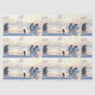  penguins chilling on an ice floe     tissue paper