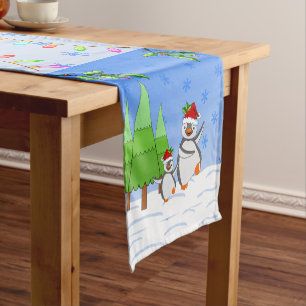 Penguins Christmas Short Table Runner