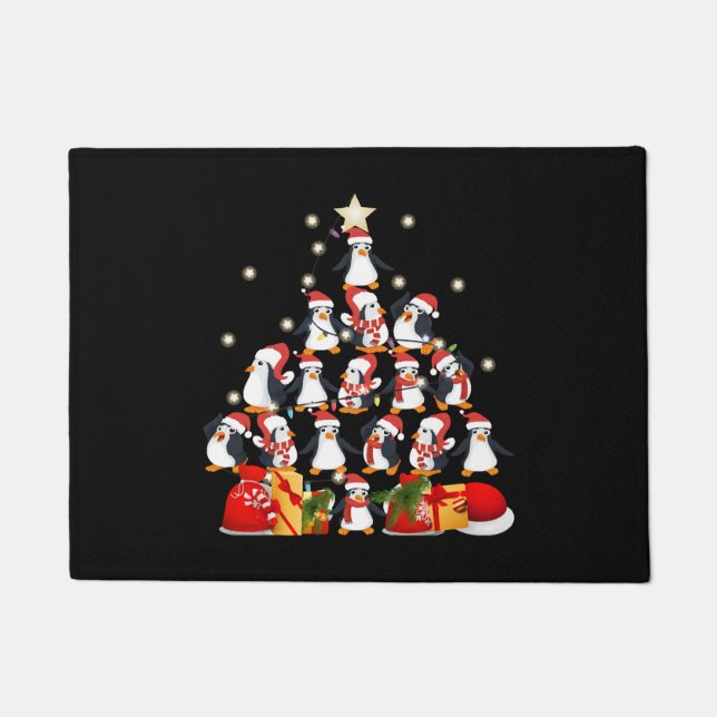 penguins Christmas Tree Doormat (Front)