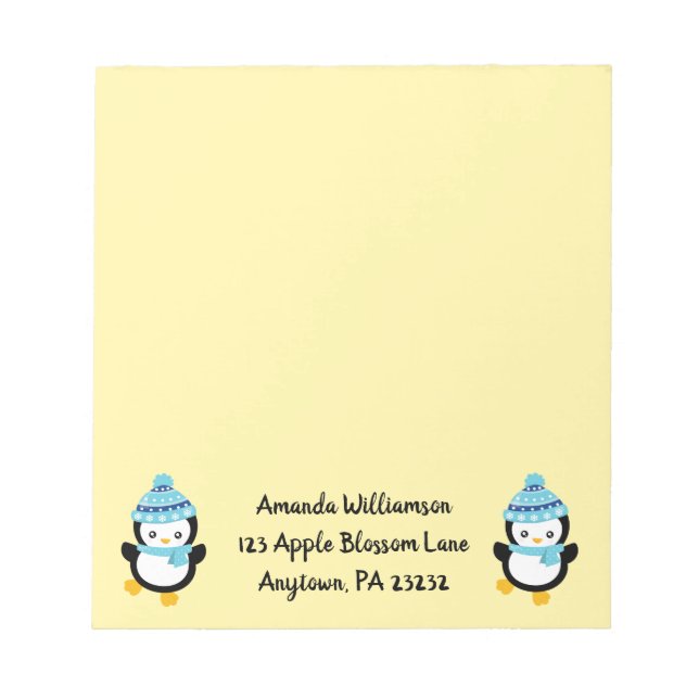 Penguins Dressed for Winter Notepad (Front)