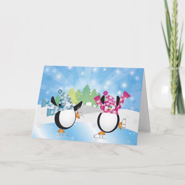 Penguins Figure Skating Card (Front)