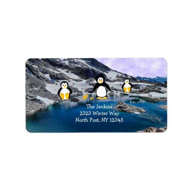 Penguins Fishing Address Label (Front)