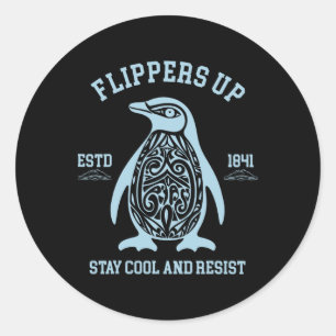 Penguins Flippers Up Funny Political Anti-tariff A Classic Round Sticker