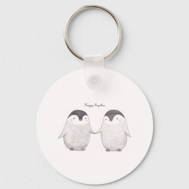 Penguins Happy Together Key Chain (Front)
