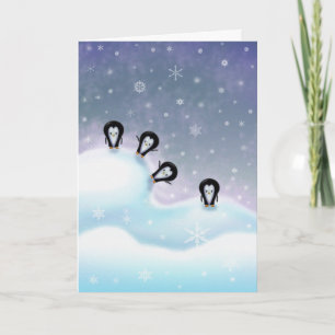 Penguins Having Fun Christmas Card
