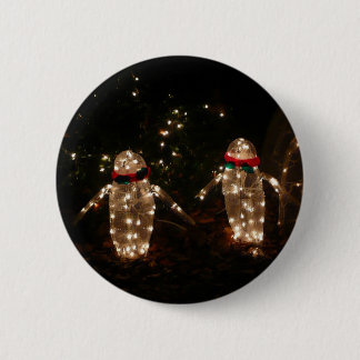 Penguins Holiday Light Display 6 Cm Round Badge