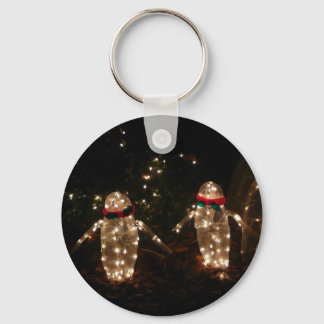 Penguins Holiday Light Display Key Ring