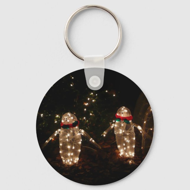 Penguins Holiday Light Display Key Ring (Front)