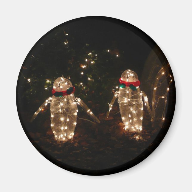 Penguins Holiday Light Display Magnet (Front)