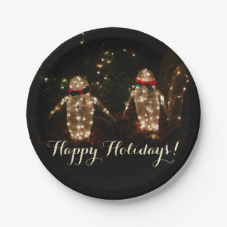 Penguins Holiday Light Display Paper Plate