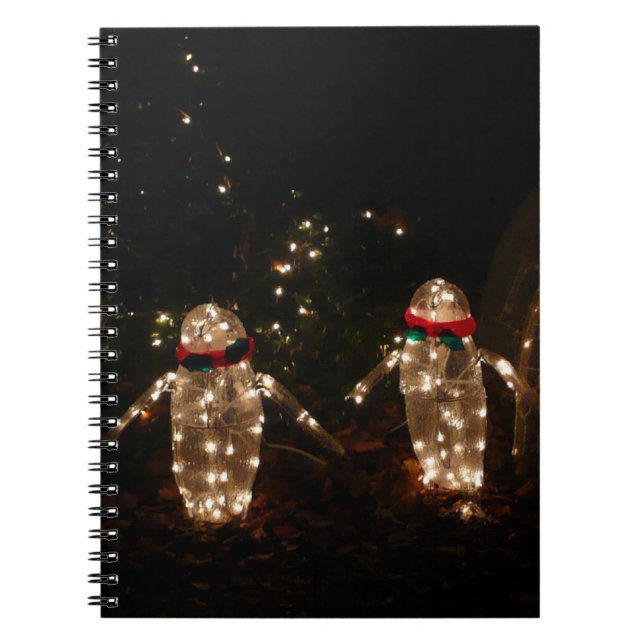 Penguins Holiday Light Display Spiral Notebook (Front)
