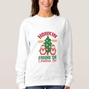 Penguins Honkin Around The Christmas Tree Sweatshirt