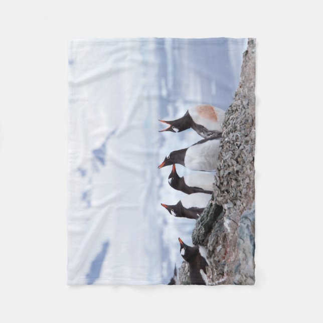 Penguins in Antarctica Fleece Blanket (Front)