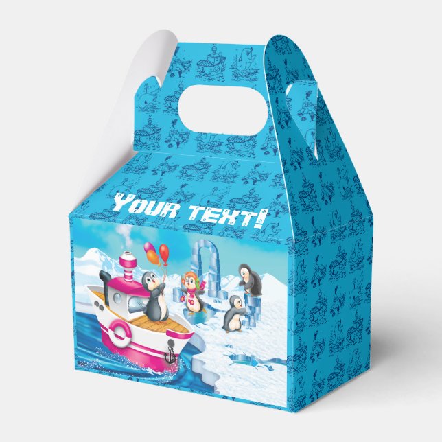 penguins in Antarctica  for the boy Favour Box (Front Side)