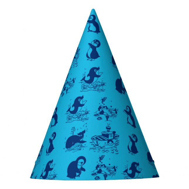 penguins in Antarctica Party Hat (Front)