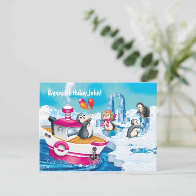 penguins in Antarctica Postcard (Standing Front)