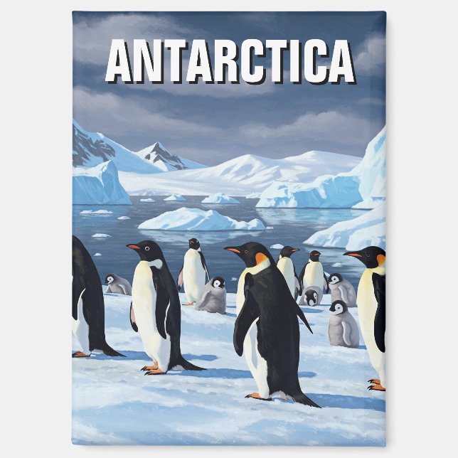 Penguins in Antarctica Travel Magnet (Front)