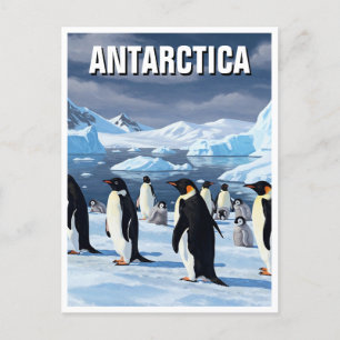 Penguins in Antarctica Travel Postcard