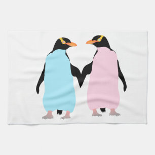 Penguins in love tea towel