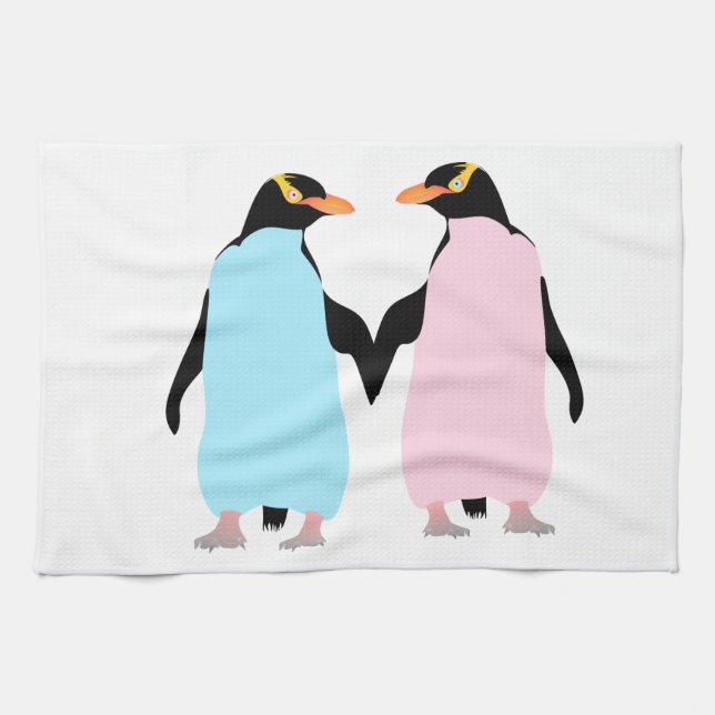 Penguins in love tea towel (Horizontal)