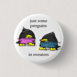 penguins in sweaters 3 cm round badge