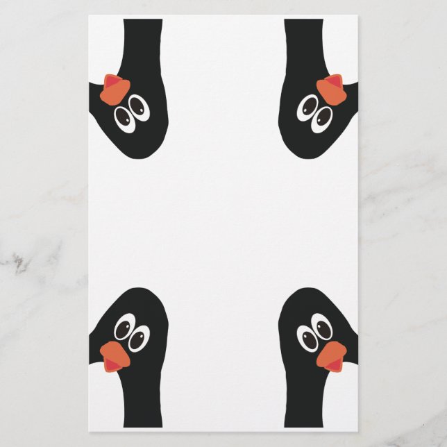 Penguins in the corner Funny and cute Stationery (Front)