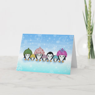 Penguins in the Snow Holiday Card