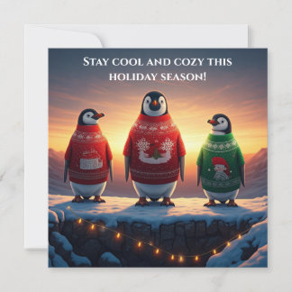 Penguins in Ugly Sweaters Holiday Card