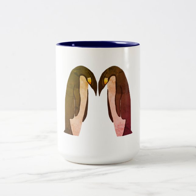 Penguins Love Two-Tone Coffee Mug (Center)