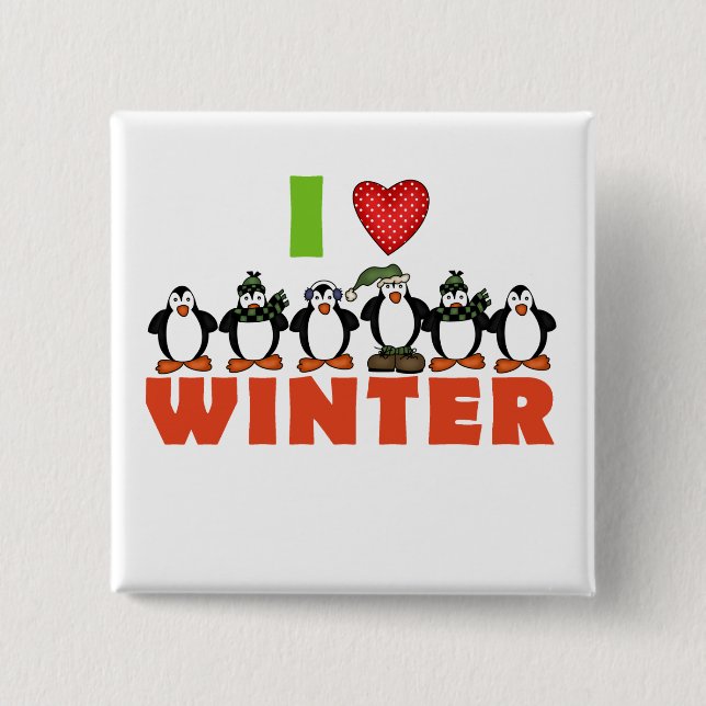 Penguins Love Winter Tshirts and Gifts 15 Cm Square Badge (Front)