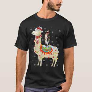 Penguins Lover Xmas Lighting Penguin Riding Llama T-Shirt