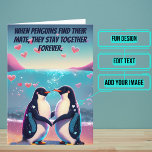 Penguins Mate for Life Fiancée/Girlfriend Birthday Card<br><div class="desc">This is a perfect card for someone you love. Penguins have long been upheld as an example of romance in the animal kingdom. They commonly pair off to breed and those pair bonds can last a lifetime. The design of the card plays off of this truth with a colourful design...</div>