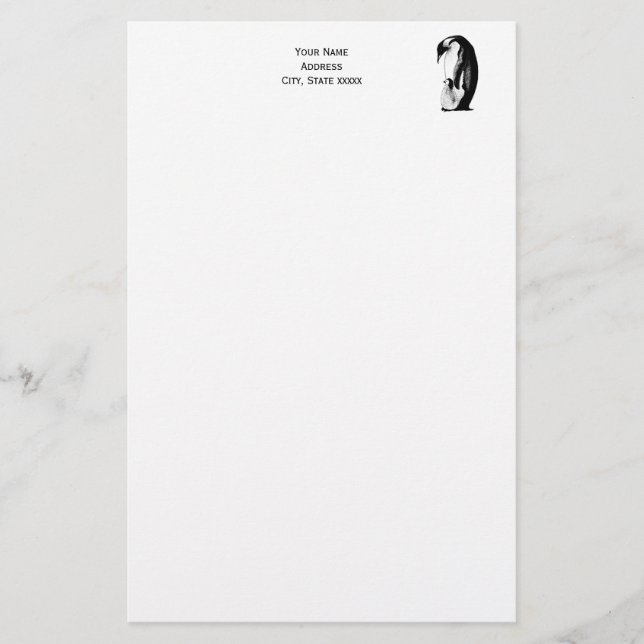 Penguins Mother Baby Chick Writing Paper (Front)