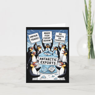 Penguins Protest Against Trump Tariffs Funny Pengu Card